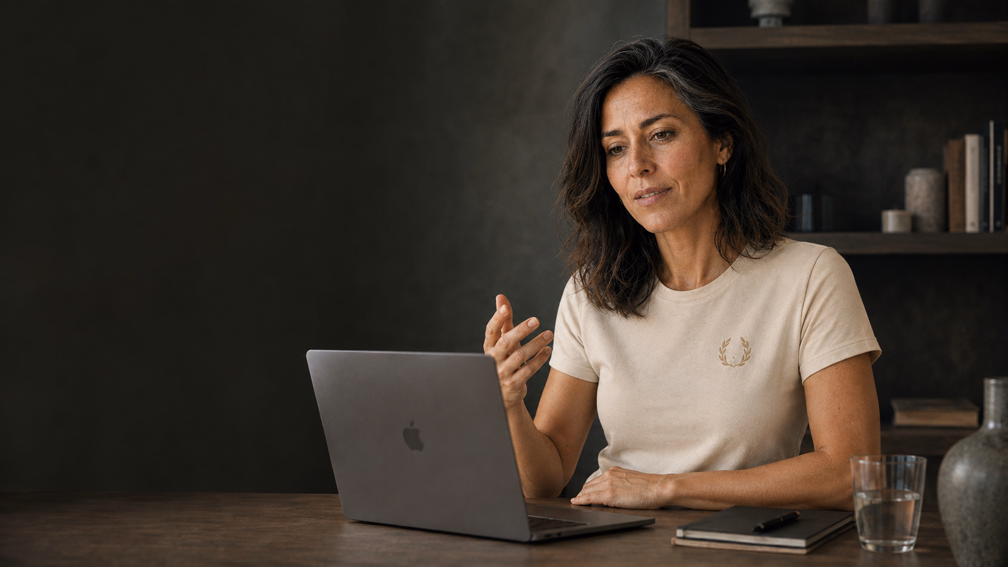 Elena speaking with a client during an online coaching call