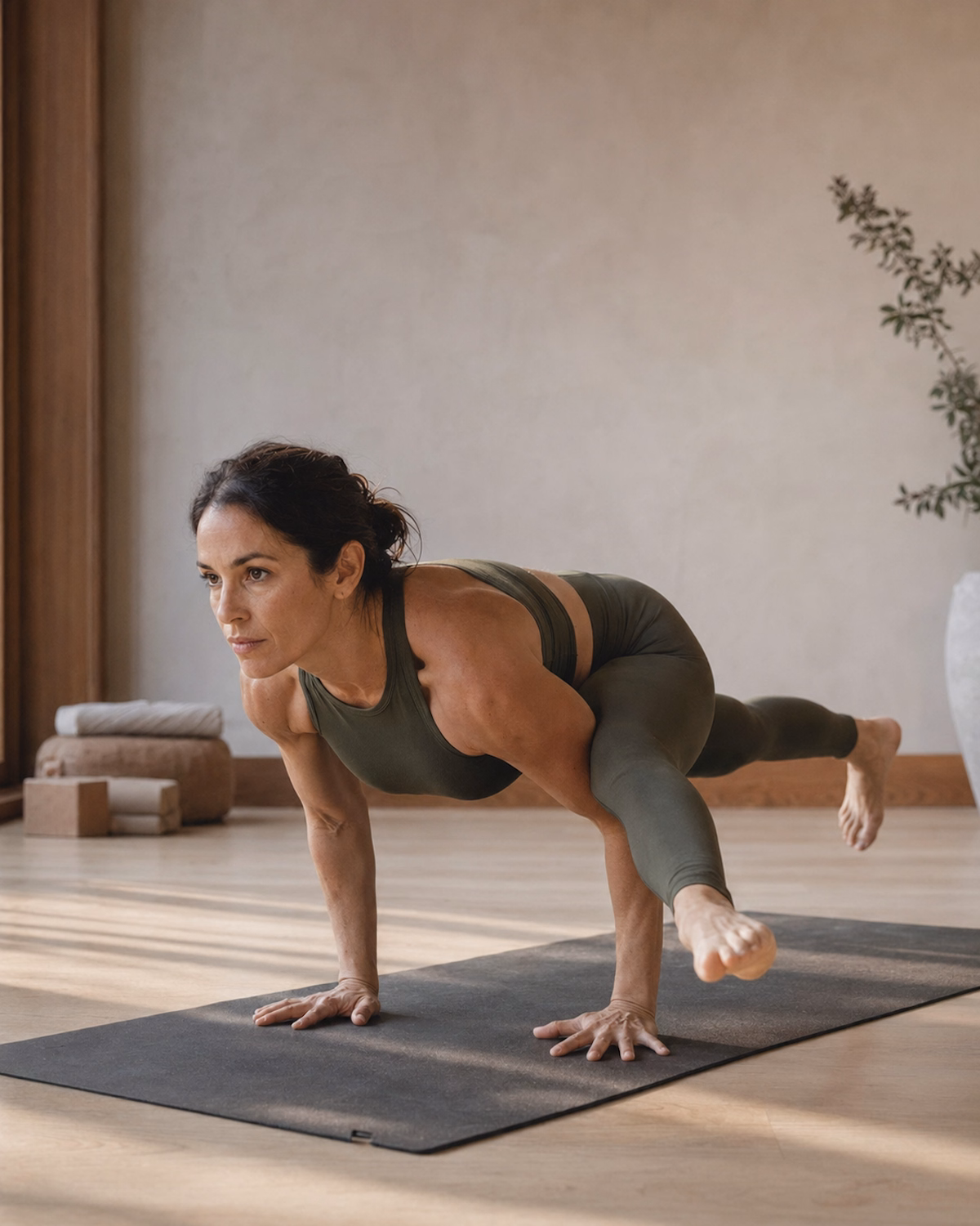 Elena Vidal practising yoga
